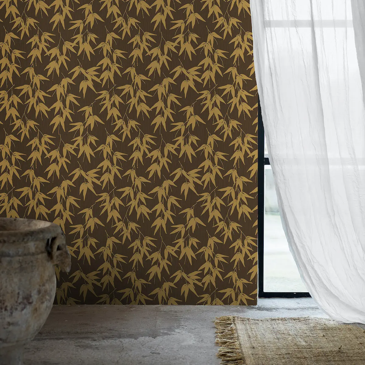BAMBOO GARDEN_ BROWN AND GOLD
