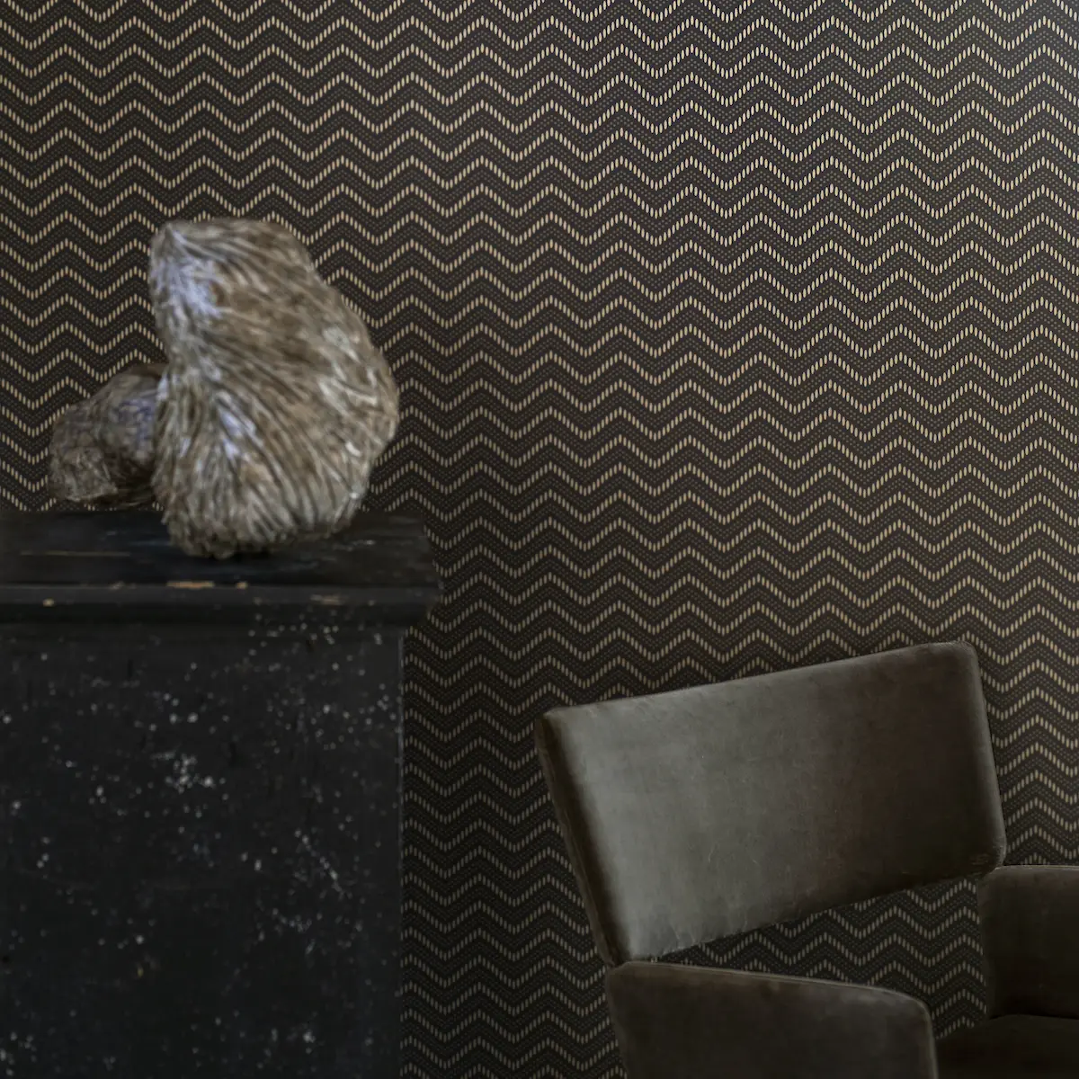CHEVRON DOTS_ BROWN AND GOLD