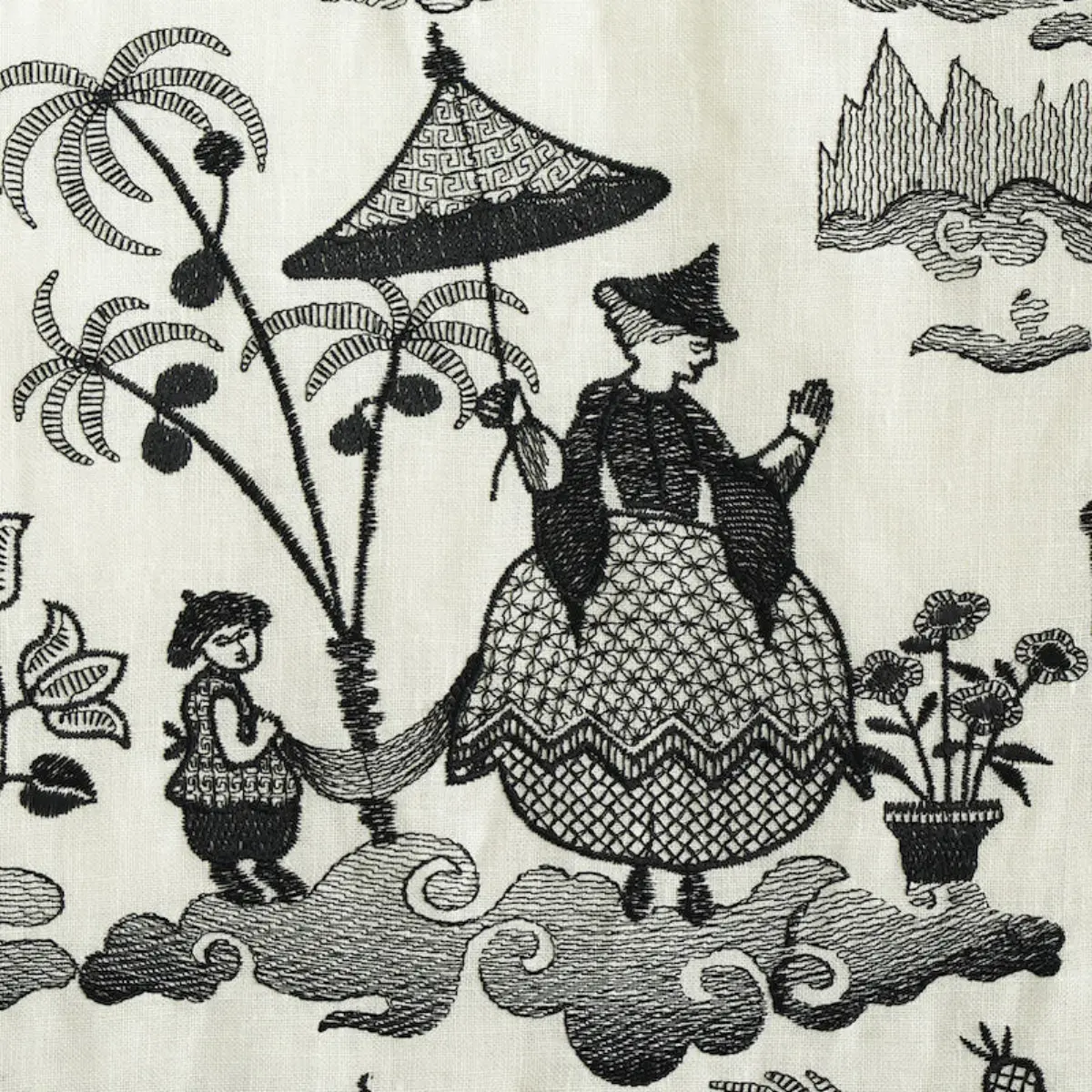 Bassano Embroidered Toile_ BLACK