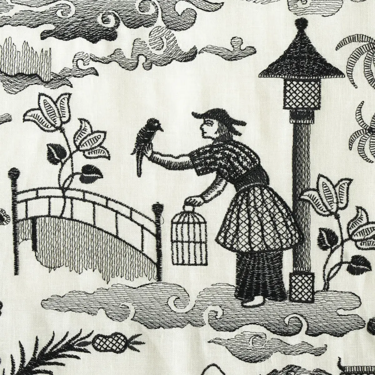 Bassano Embroidered Toile_ BLACK