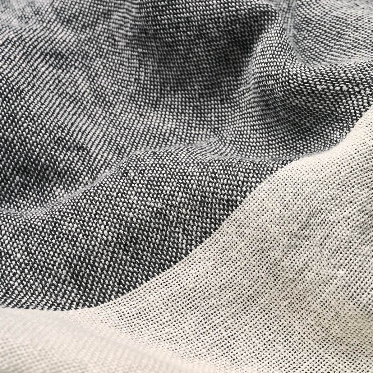 VISTA LINEN STRIPE CASEMENT_ CARBON AND WHITE