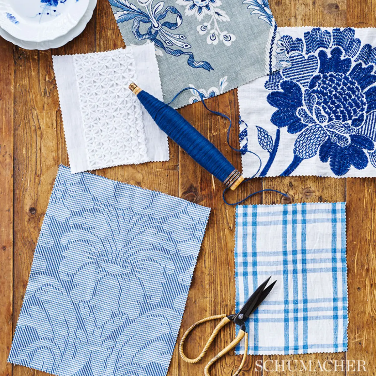 COLETTE LINEN/SILK DAMASK_ INDIGO