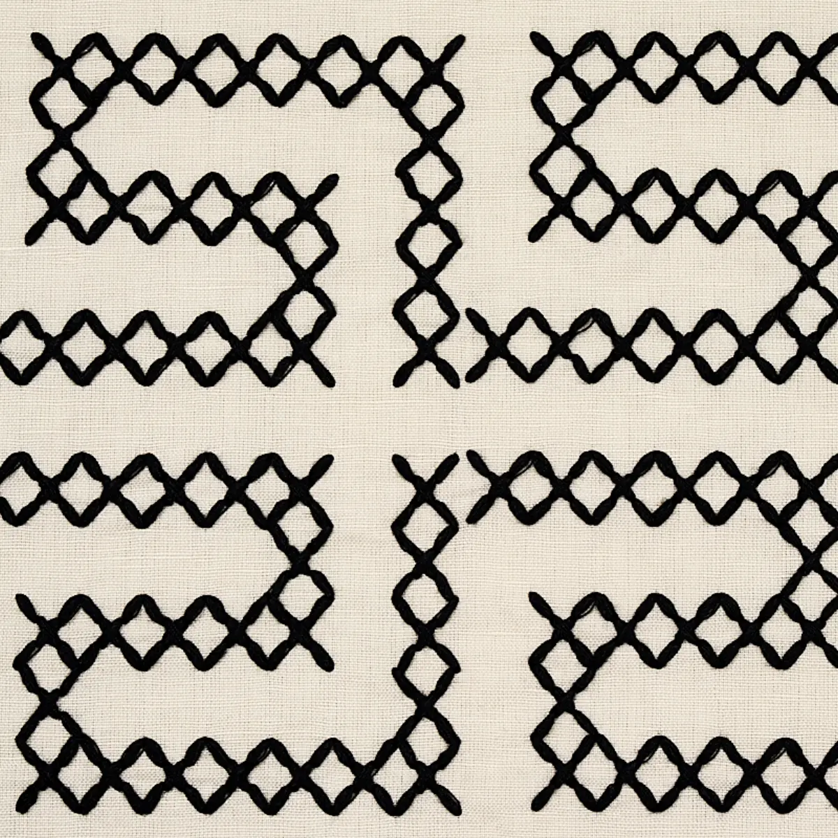 A MAZE EMBROIDERY_ BLACK ON IVORY