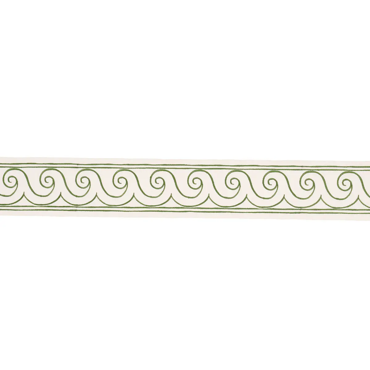 GREEK WAVES TRIM_ GREEN ON IVORY