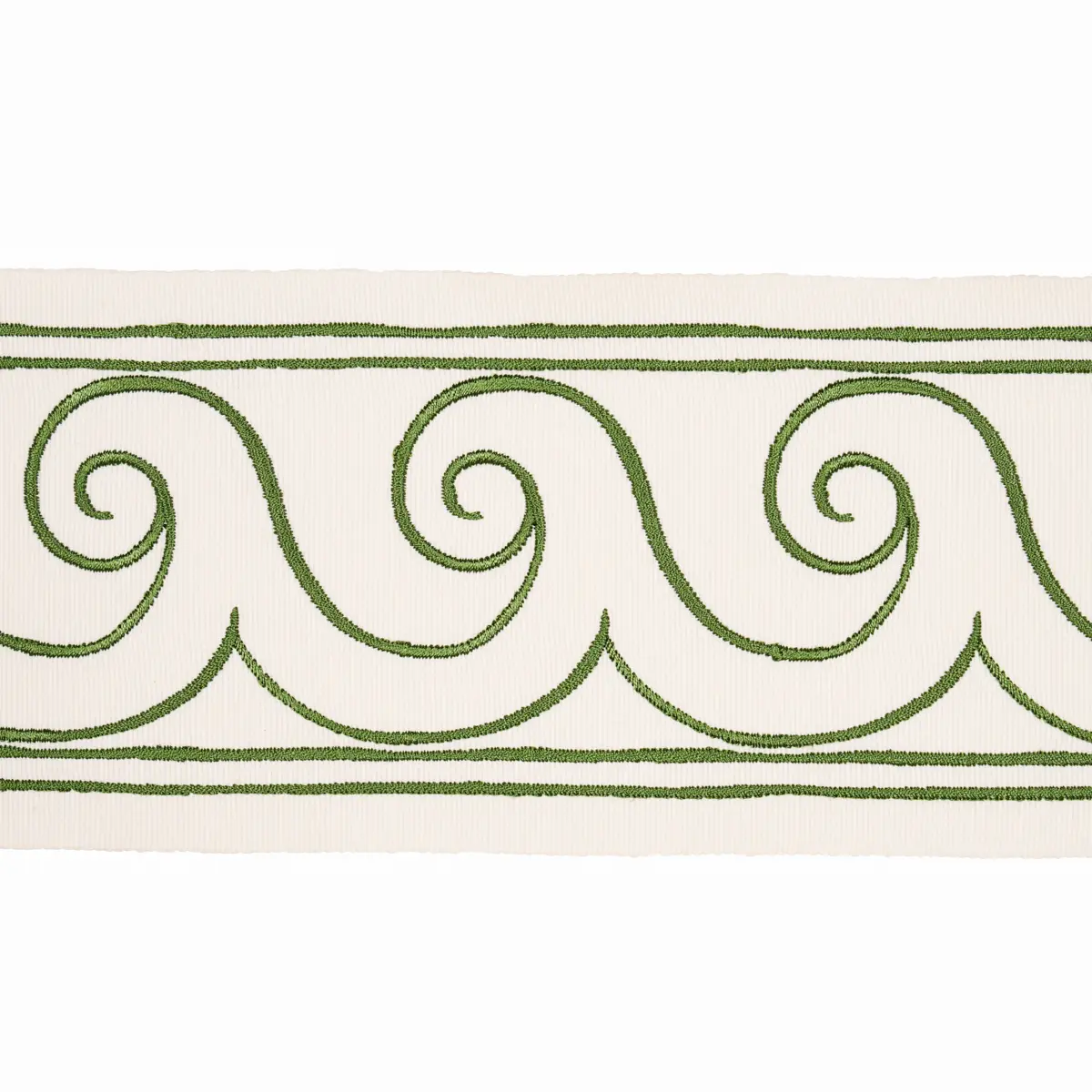 GREEK WAVES TRIM_ GREEN ON IVORY