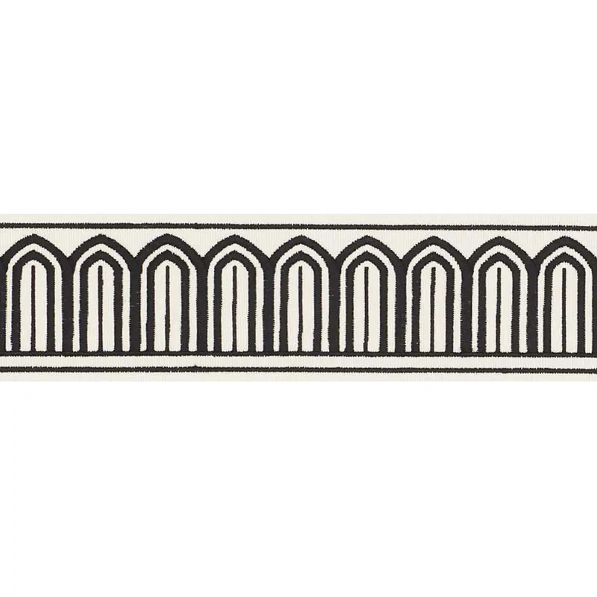 ARCHES EMBROIDERED TAPE MEDIUM_ BLACK ON WHITE