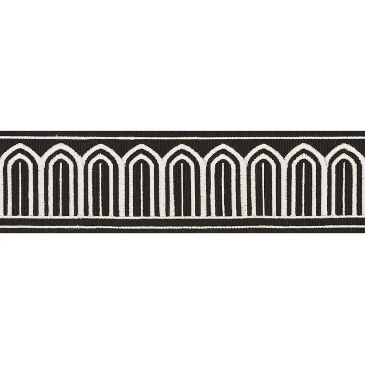 ARCHES EMBROIDERED TAPE MEDIUM_ WHITE ON BLACK