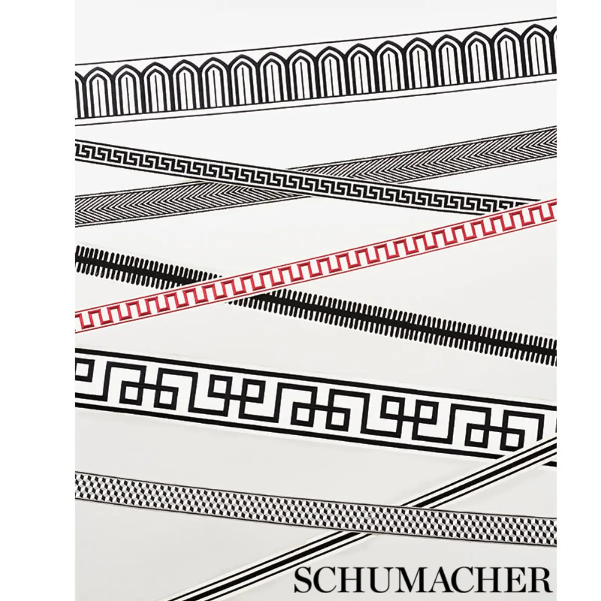 ARCHES EMBROIDERED TAPE WIDE_ BLACK ON WHITE