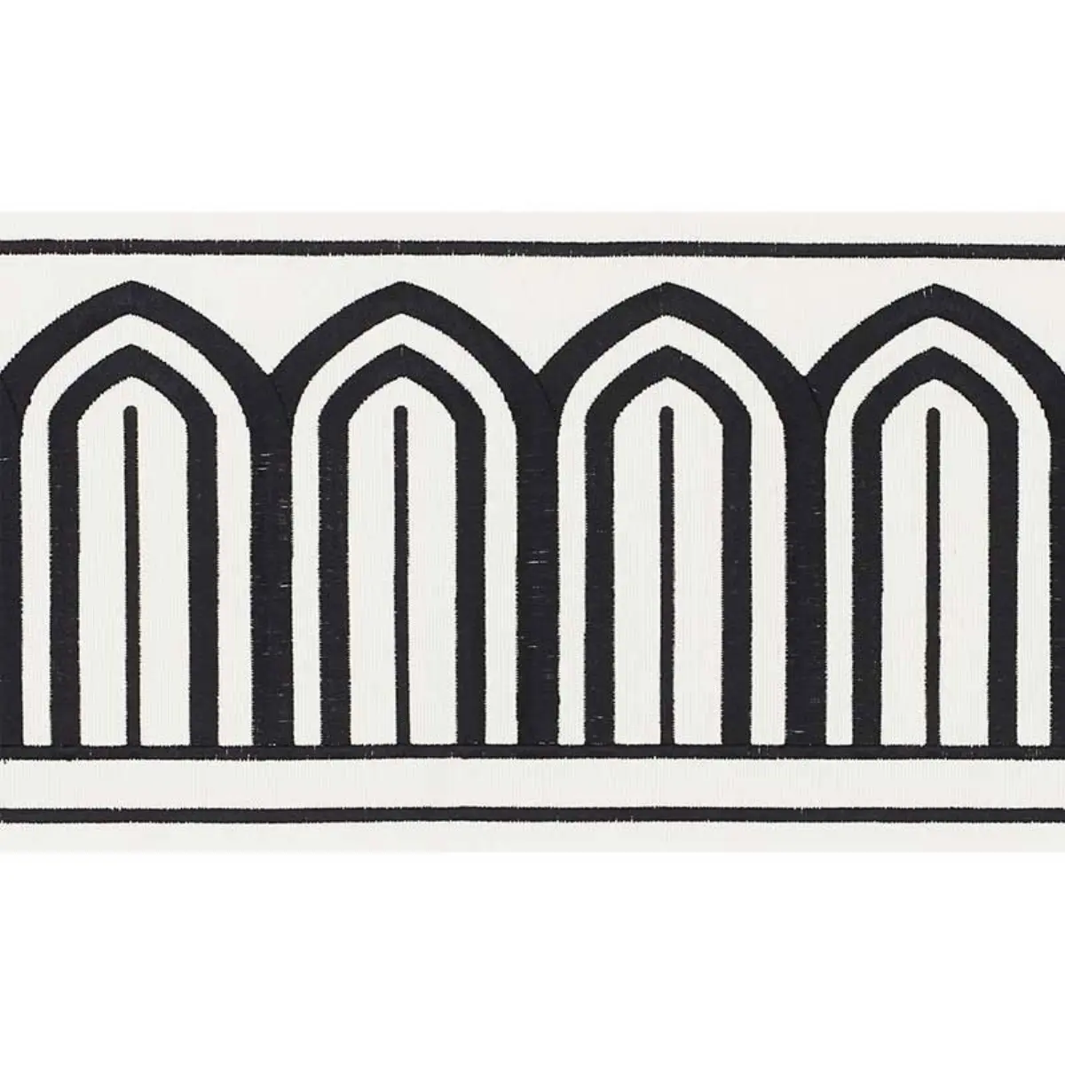 ARCHES EMBROIDERED TAPE WIDE_ BLACK ON WHITE