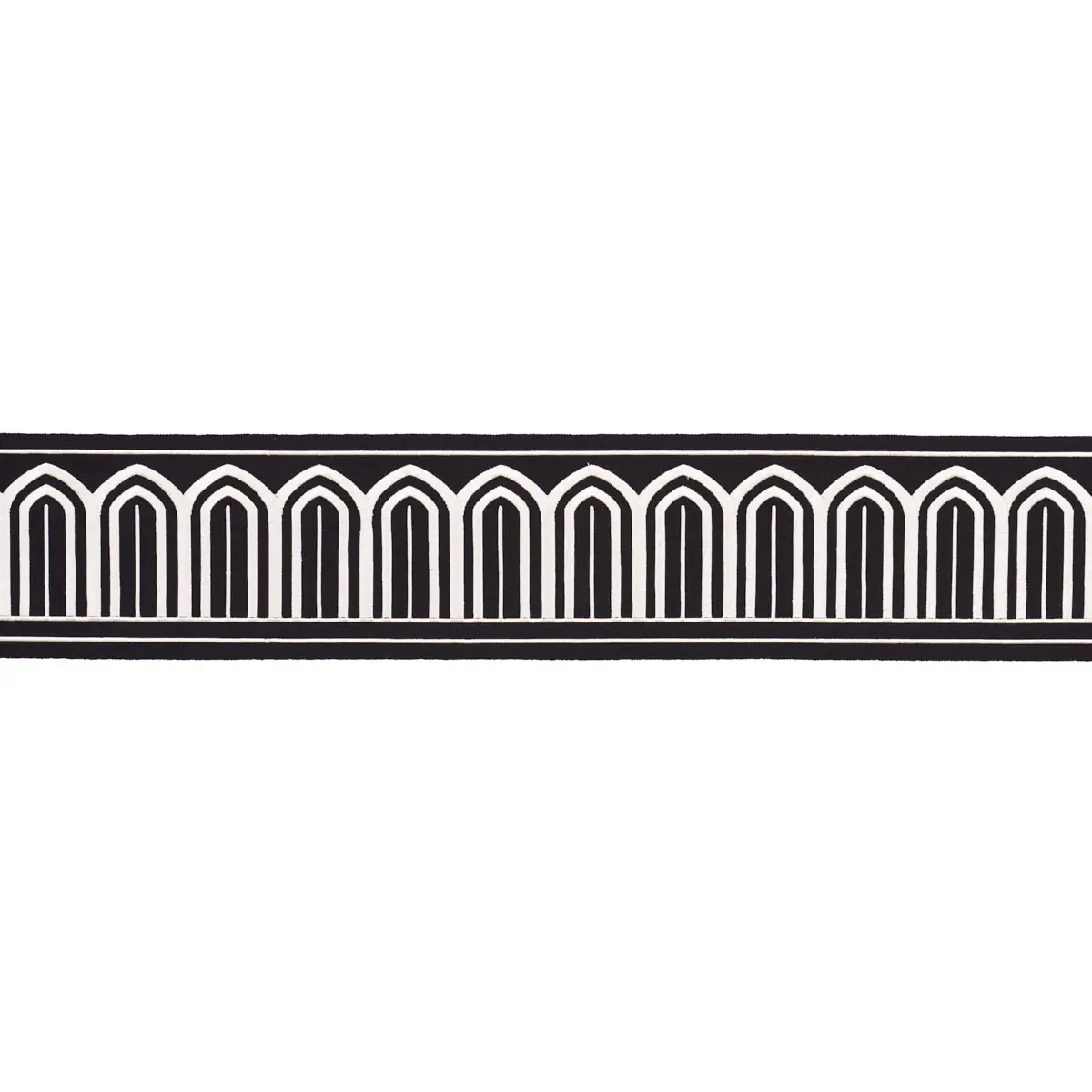 ARCHES EMBROIDERED TAPE WIDE_ WHITE ON BLACK