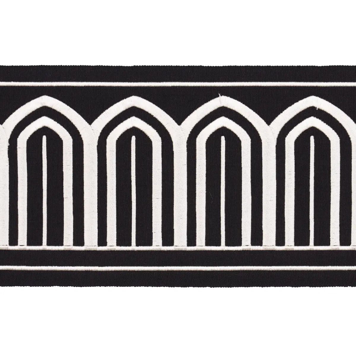 ARCHES EMBROIDERED TAPE WIDE_ WHITE ON BLACK