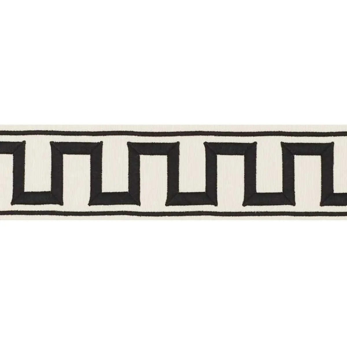 GREEK KEY EMBROIDERED TAPE_ BLACK ON IVORY