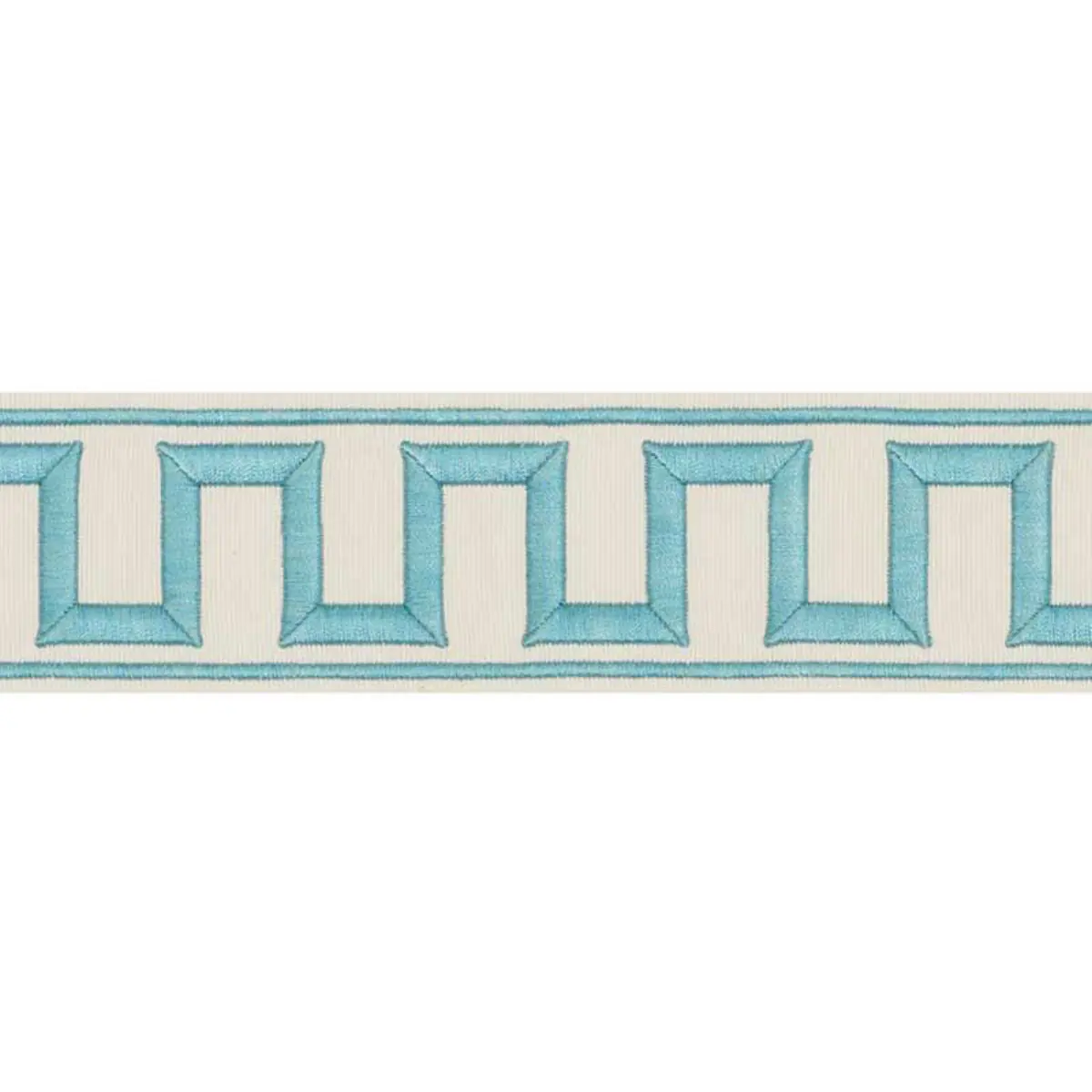 GREEK KEY EMBROIDERED TAPE_ AQUA