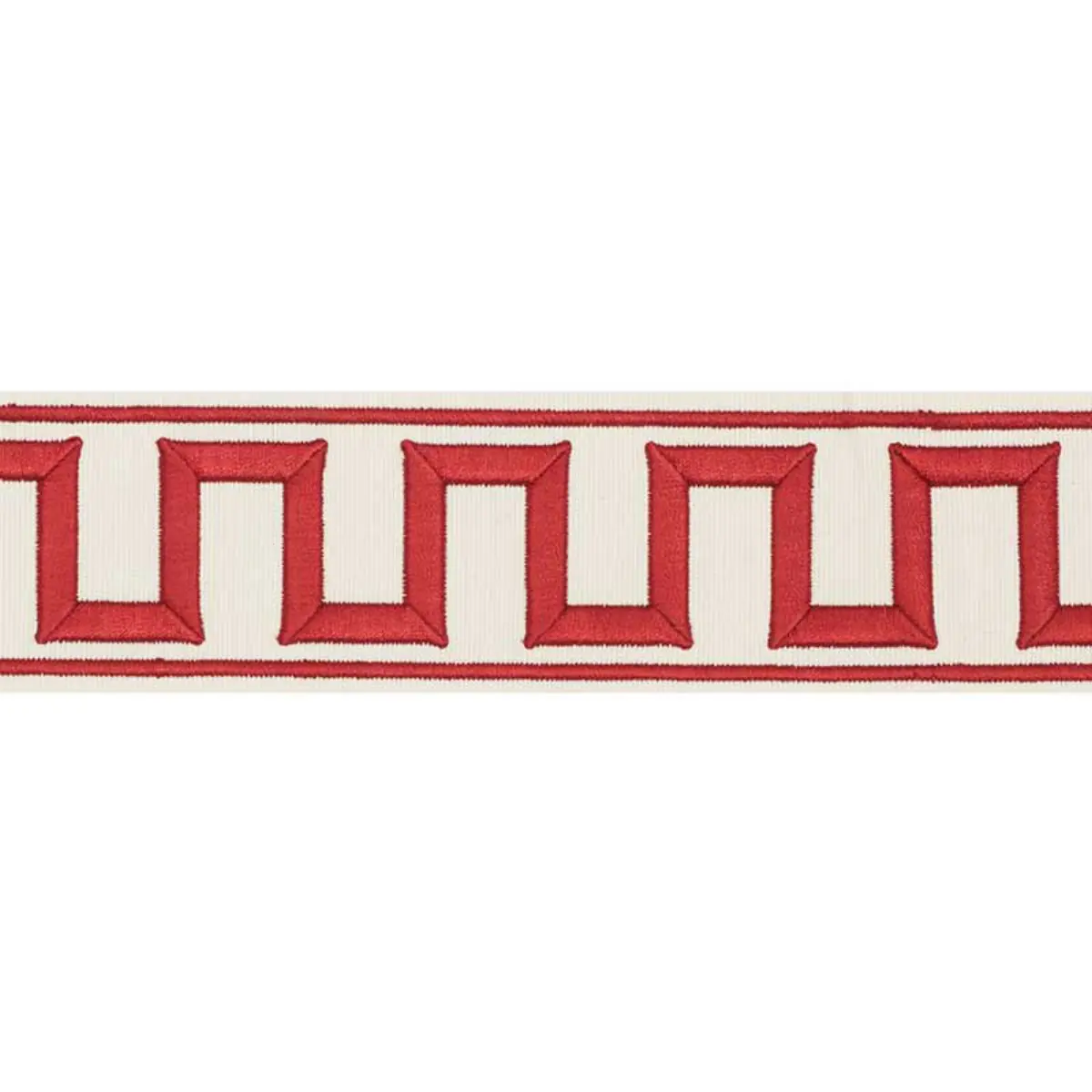 GREEK KEY EMBROIDERED TAPE_ RED
