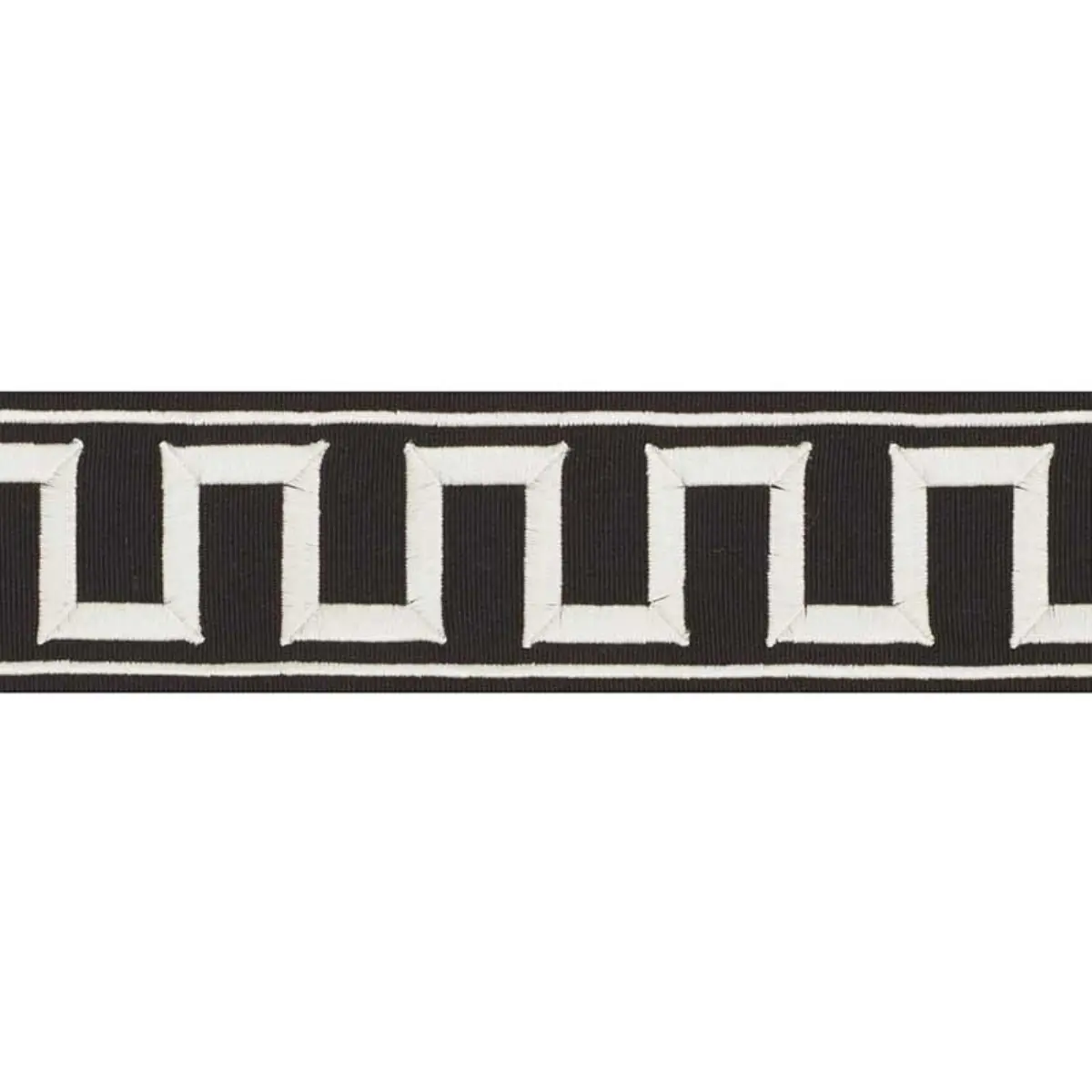 GREEK KEY EMBROIDERED TAPE_ WHITE ON BLACK