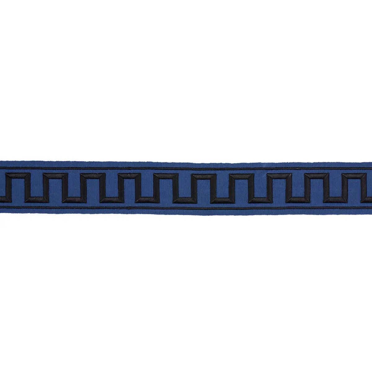 GREEK KEY EMBROIDERED TAPE_ BLACK ON NAVY