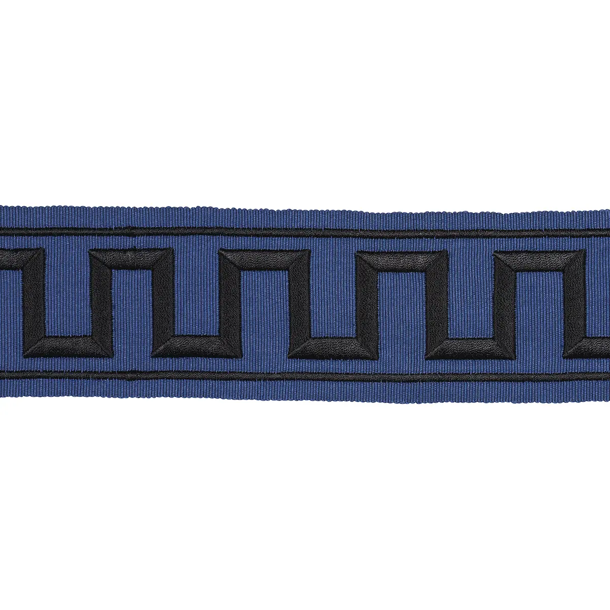 GREEK KEY EMBROIDERED TAPE_ BLACK ON NAVY