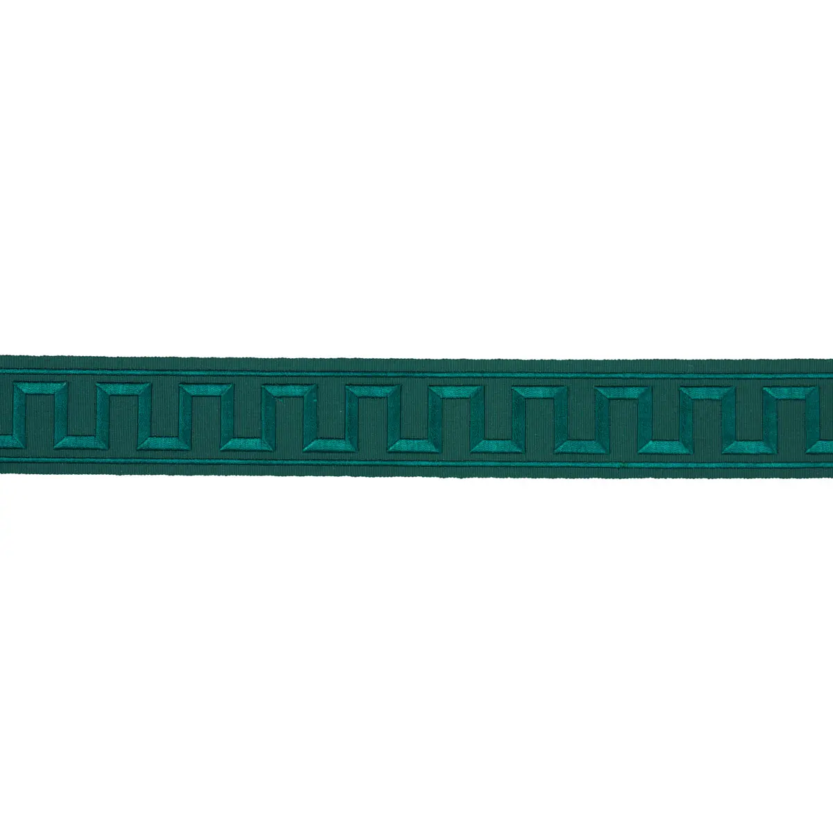 GREEK KEY EMBROIDERED TAPE_ EMERALD