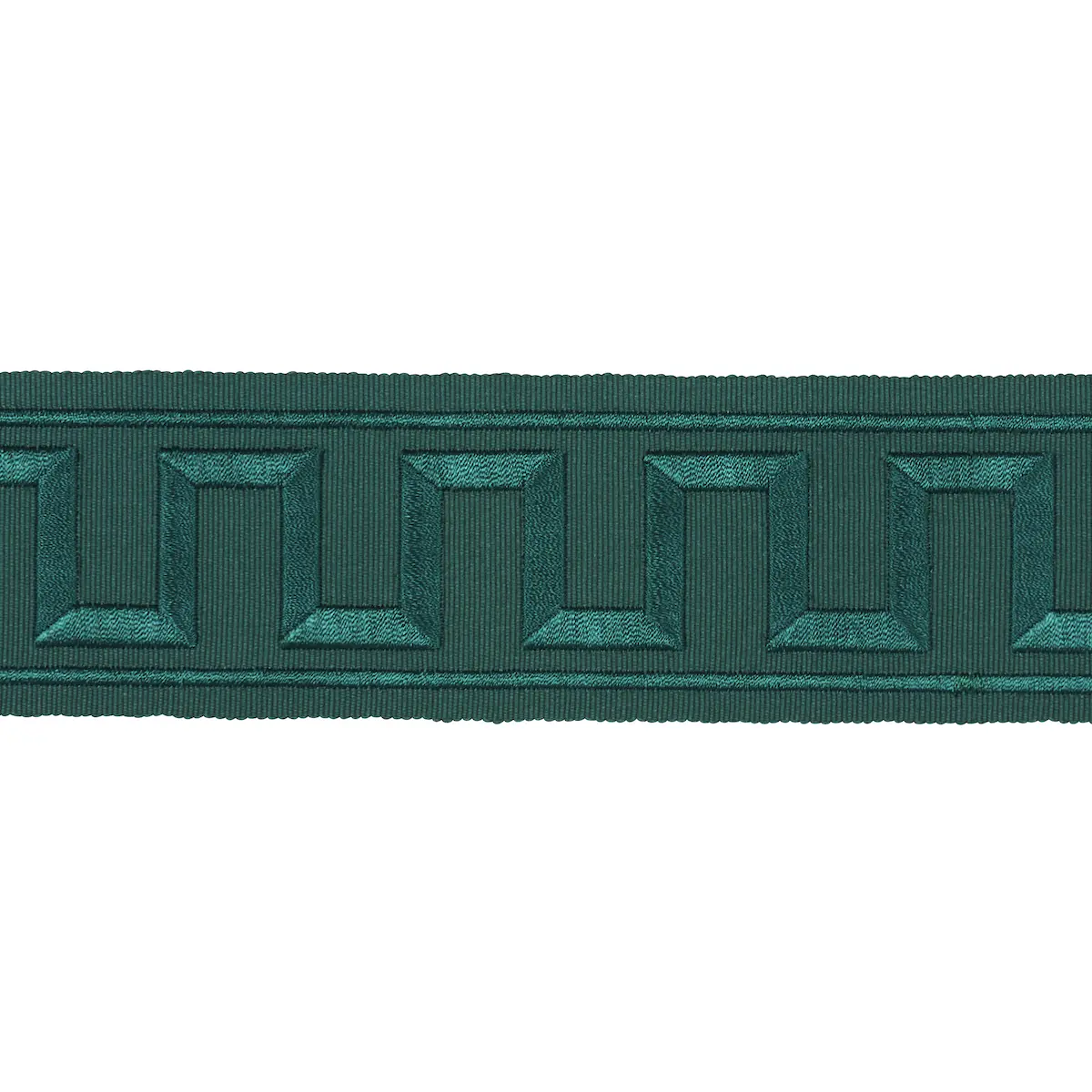 GREEK KEY EMBROIDERED TAPE_ EMERALD