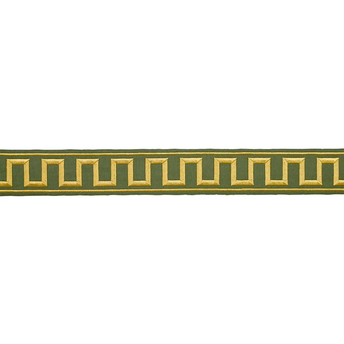 GREEK KEY EMBROIDERED TAPE_ OLIVE