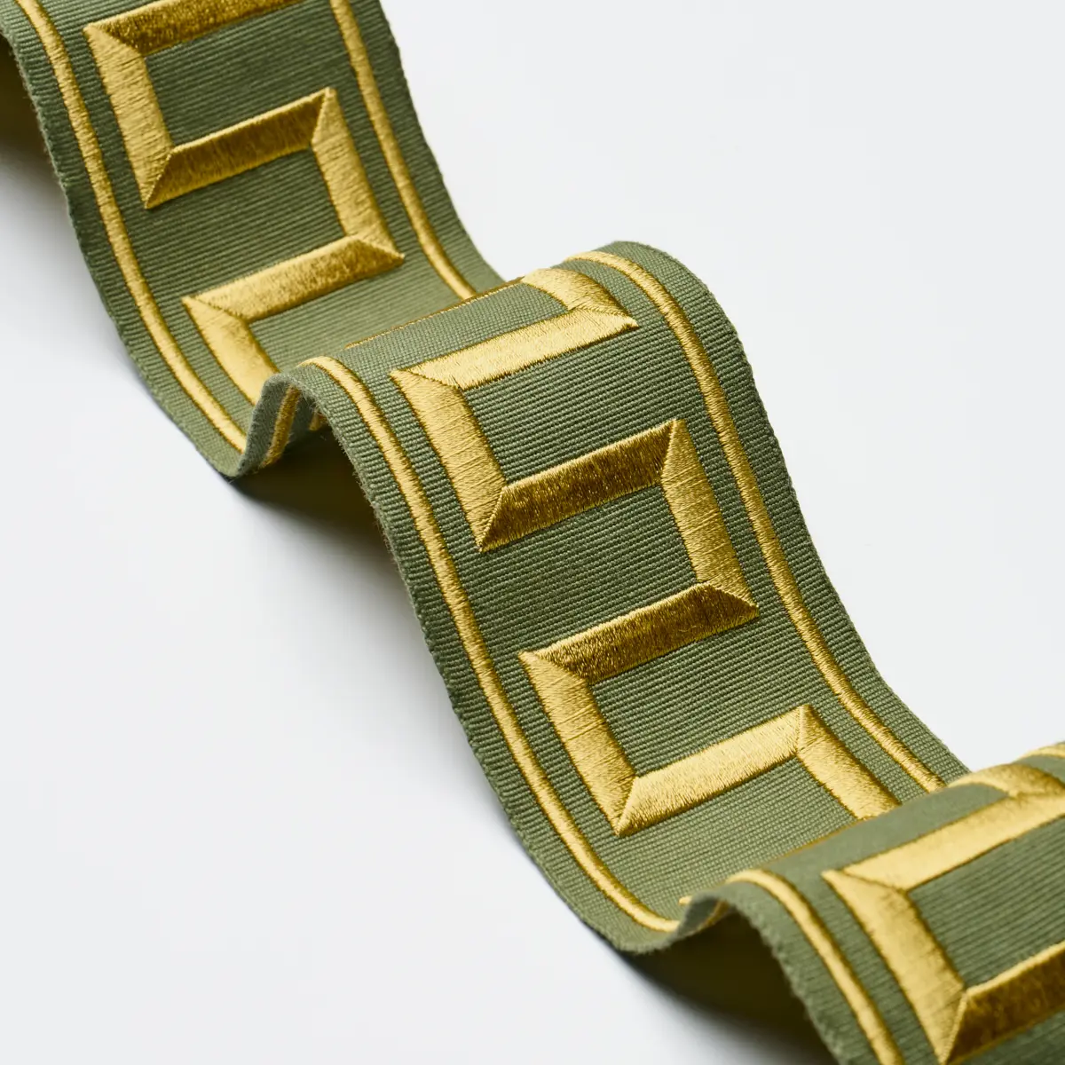 GREEK KEY EMBROIDERED TAPE_ OLIVE