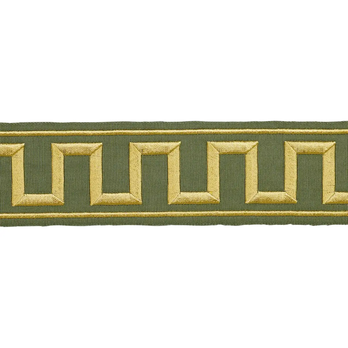 GREEK KEY EMBROIDERED TAPE_ OLIVE
