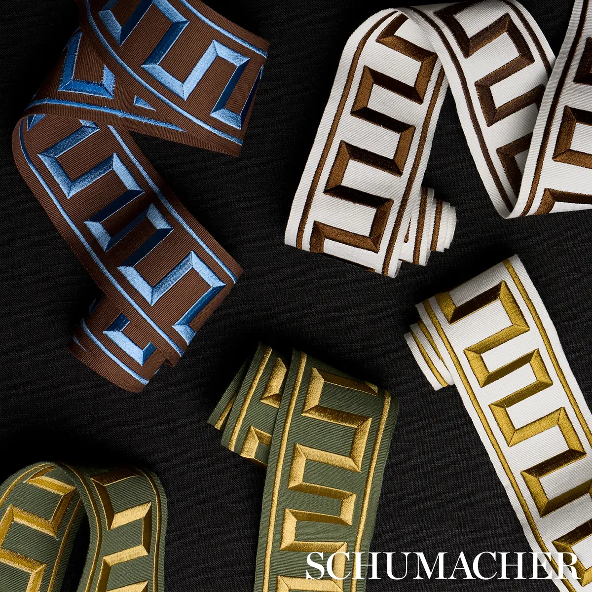 GREEK KEY EMBROIDERED TAPE_ GOLD