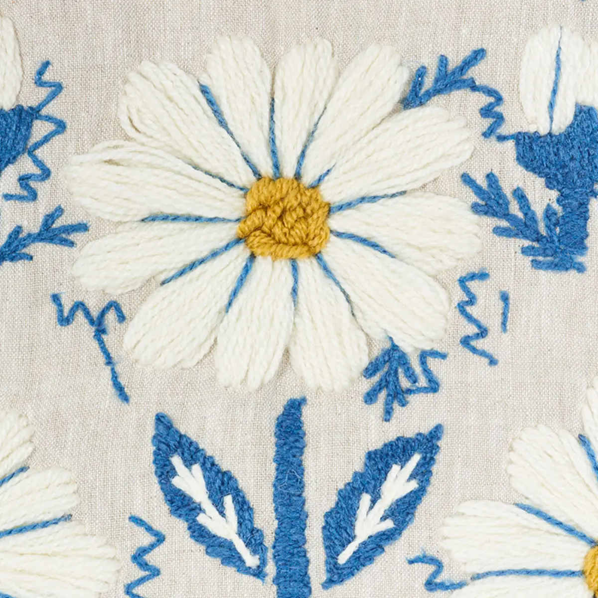 MARGUERITE EMBROIDERY_ BLUE & OCHRE