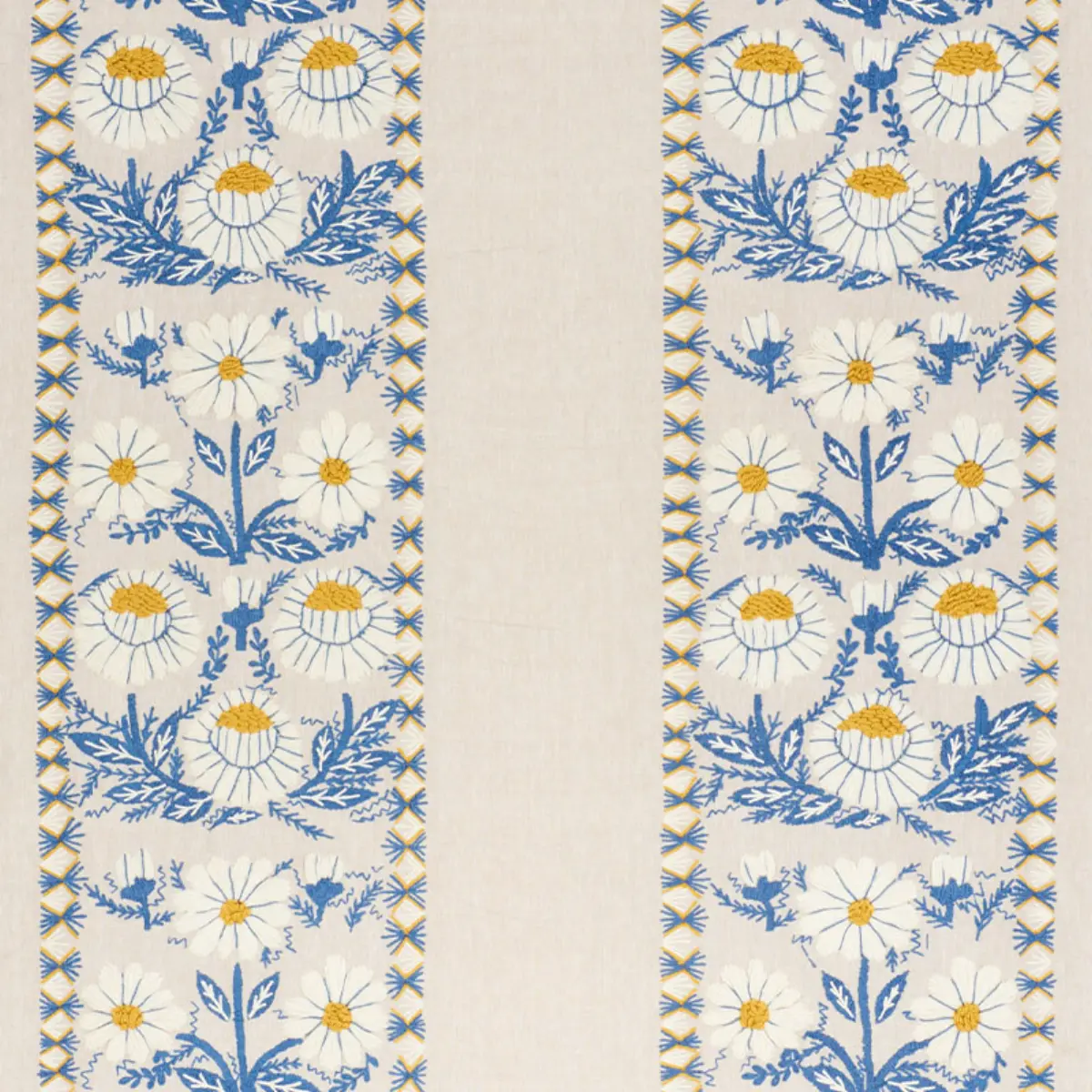 MARGUERITE EMBROIDERY_ BLUE & OCHRE