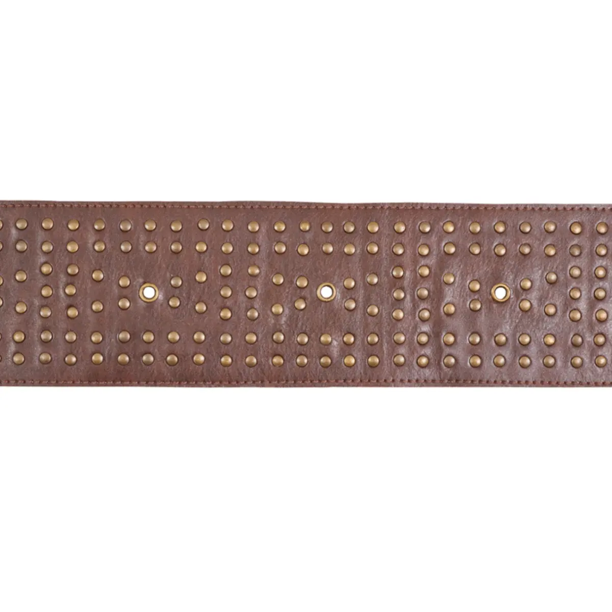 STUDDED LEATHER TRIM_ BROWN