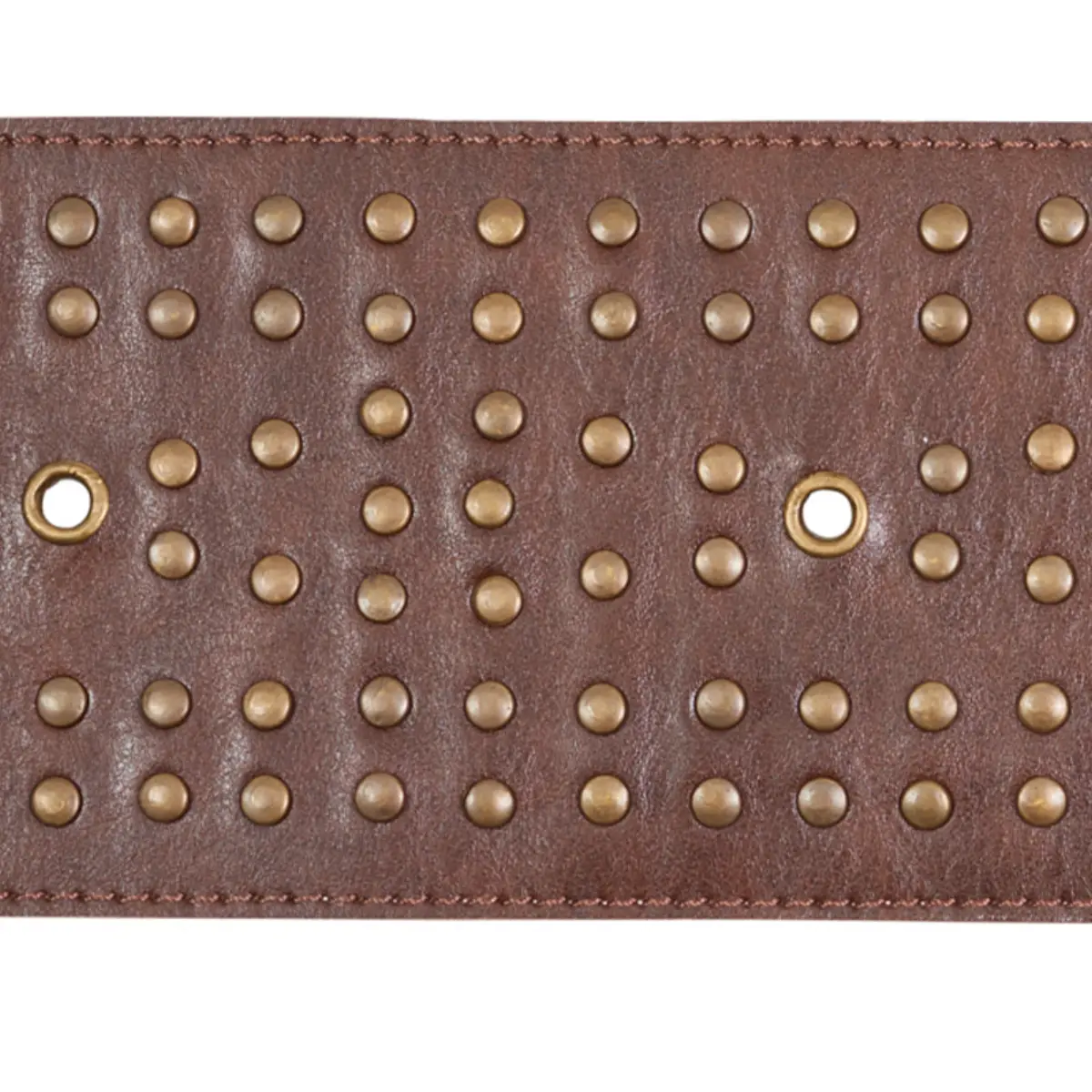 STUDDED LEATHER TRIM_ BROWN