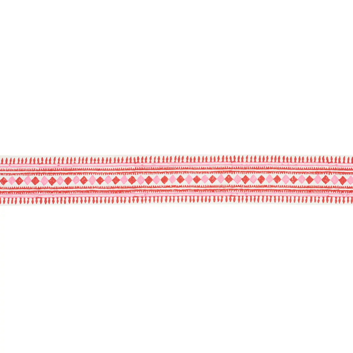 TOULA HAND BLOCKED LINEN TAPE_ RED & PINK