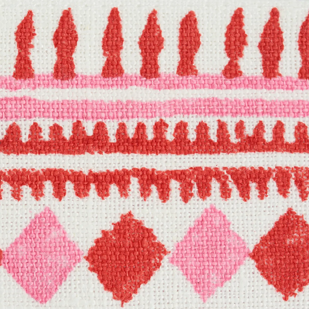 TOULA HAND BLOCKED LINEN TAPE_ RED & PINK
