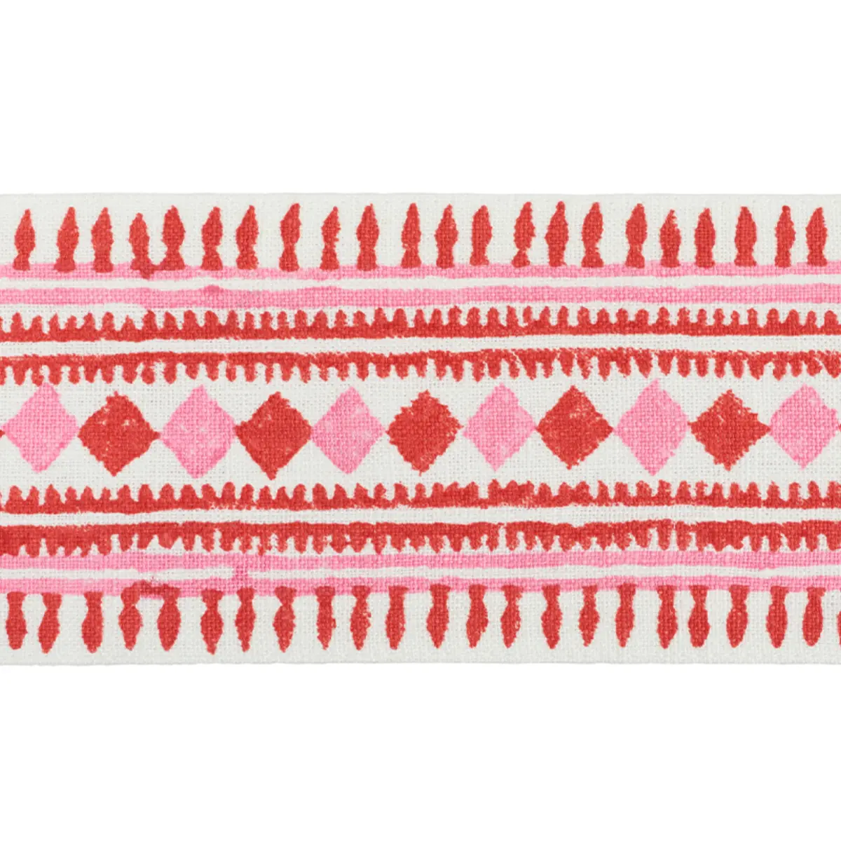 TOULA HAND BLOCKED LINEN TAPE_ RED & PINK