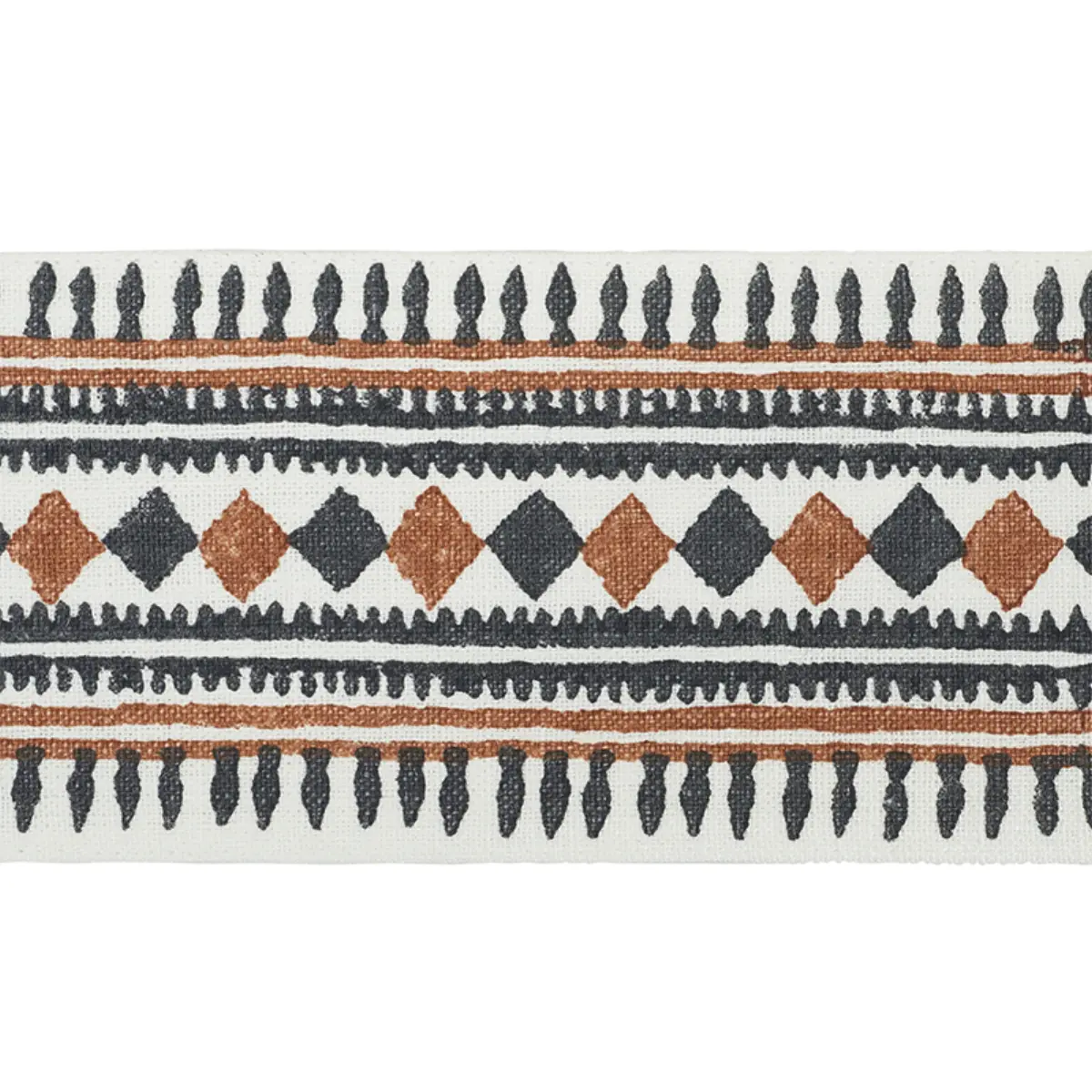 TOULA HAND BLOCKED LINEN TAPE_ BLACK & BROWN