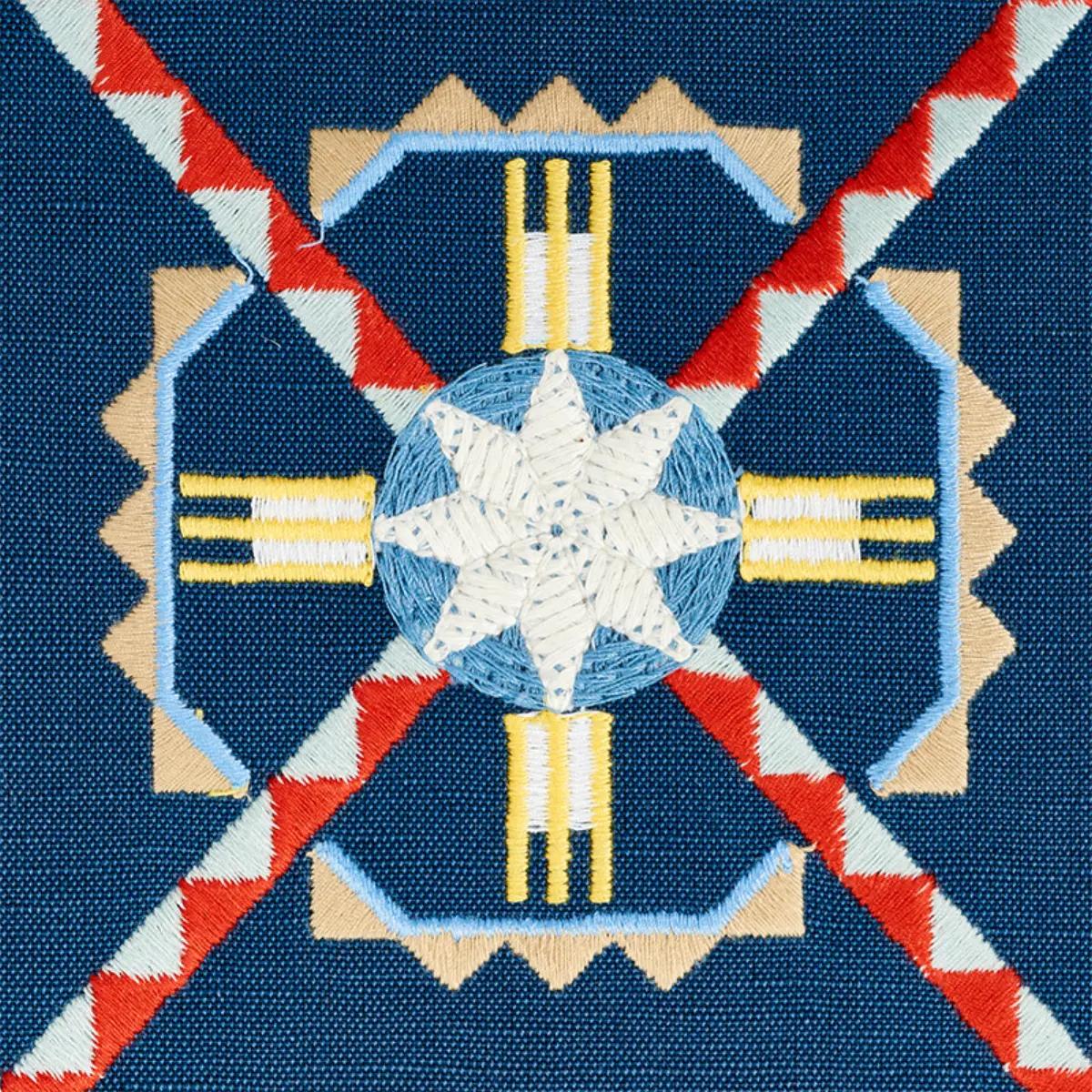 CHAMIZAL EMBROIDERY_ BLUE & RED