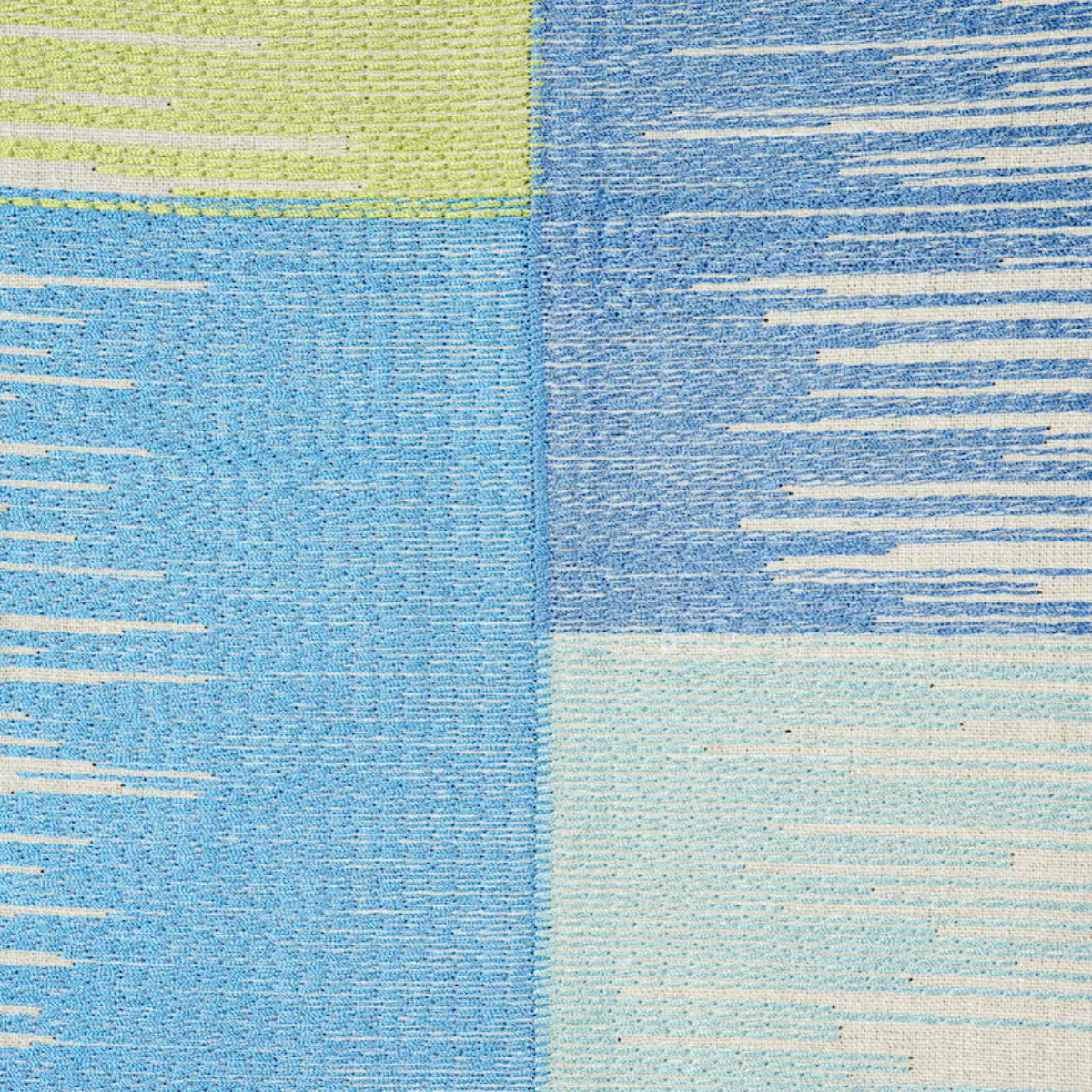 SUNBURST STRIPE EMBROIDERY_ BLUE & LIME