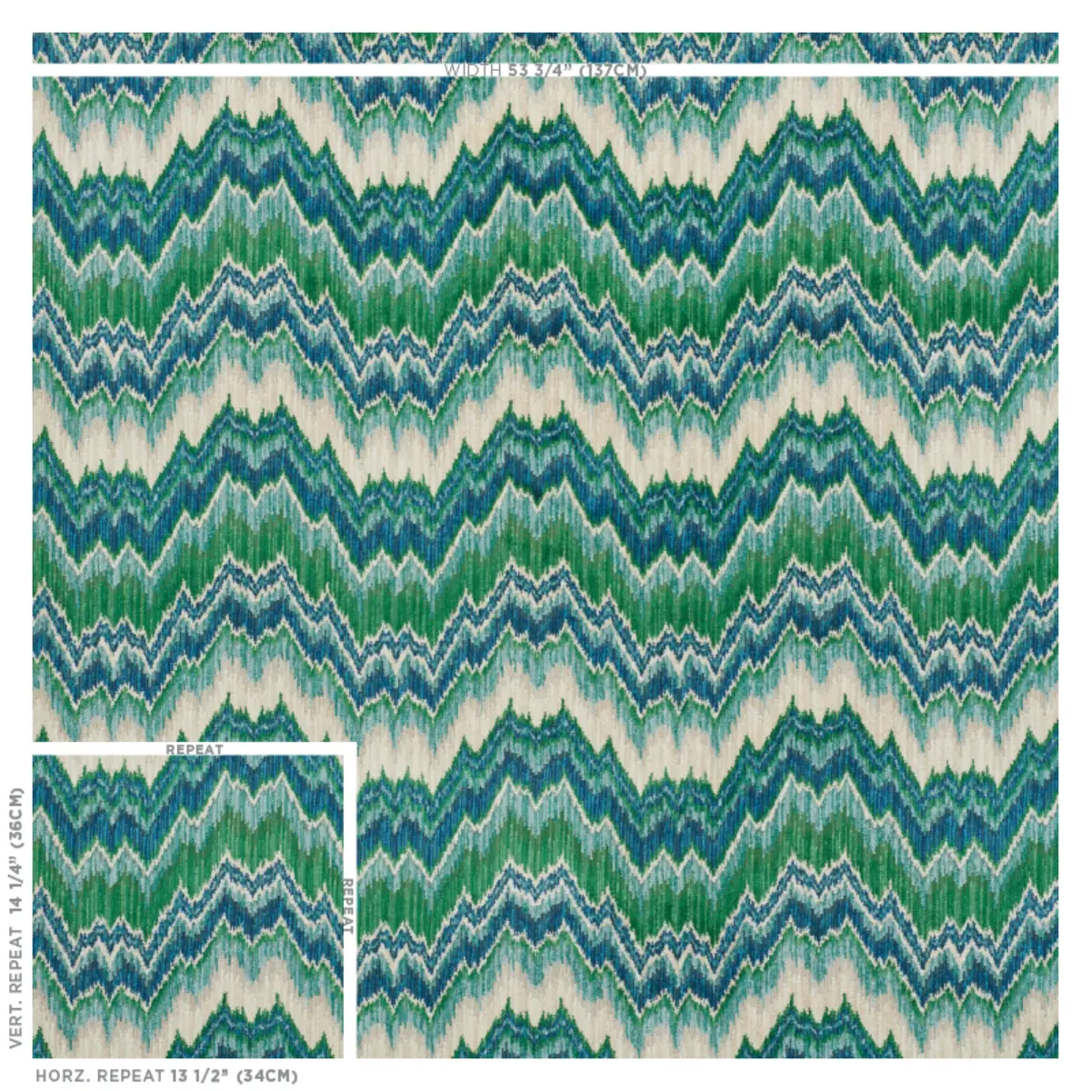 BEZIQUE FLAMESTITCH VELVET_ BLUE & GREEN