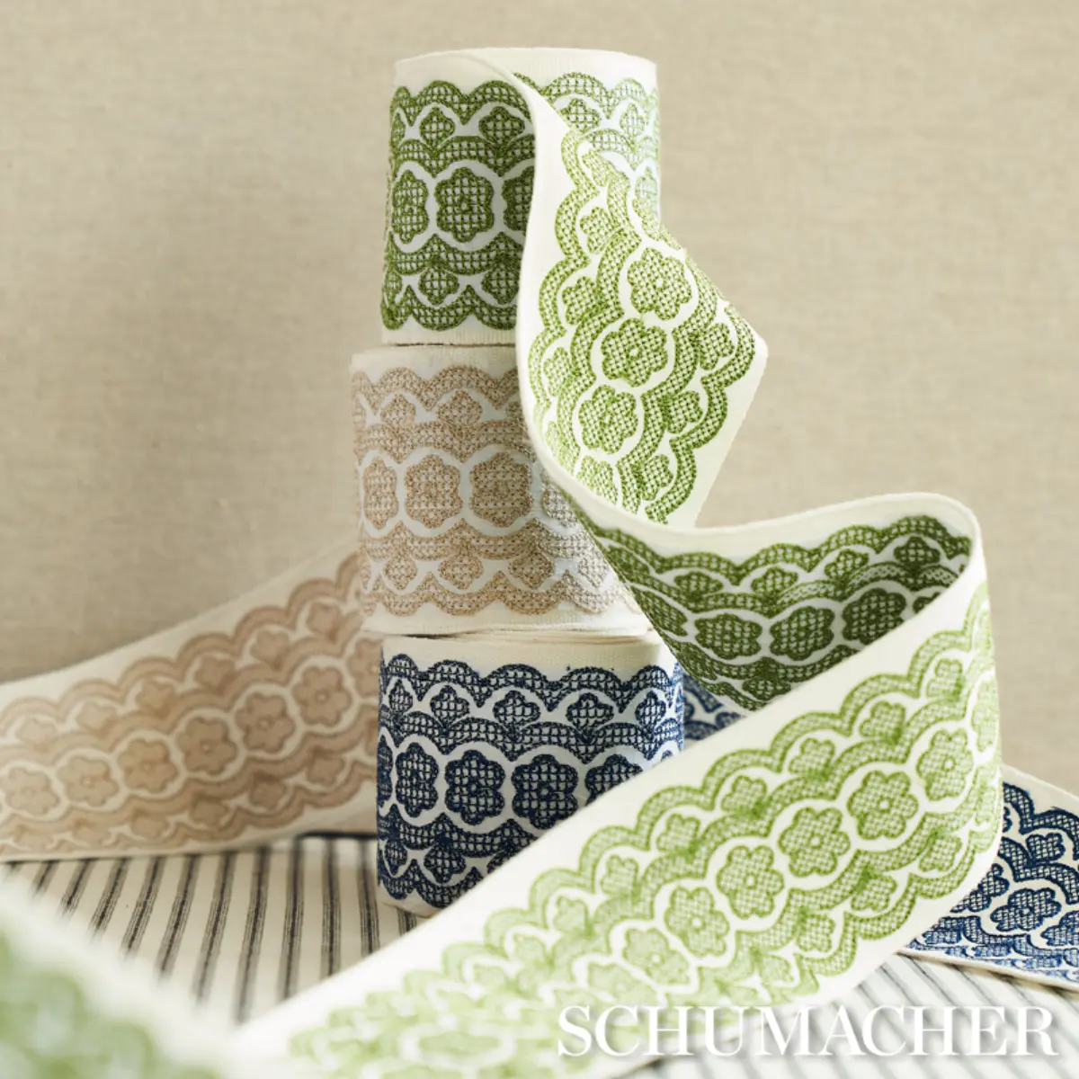 Astrid Embroidered Tape_ GREEN