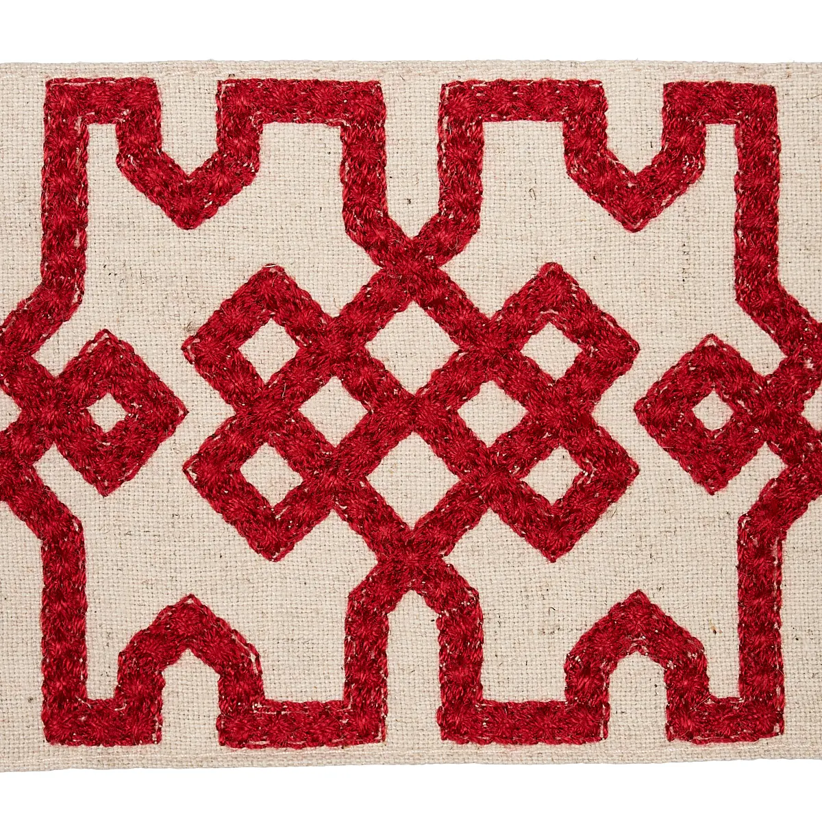 Knotted Trellis Tape_ CRIMSON ON UNBLEACHED
