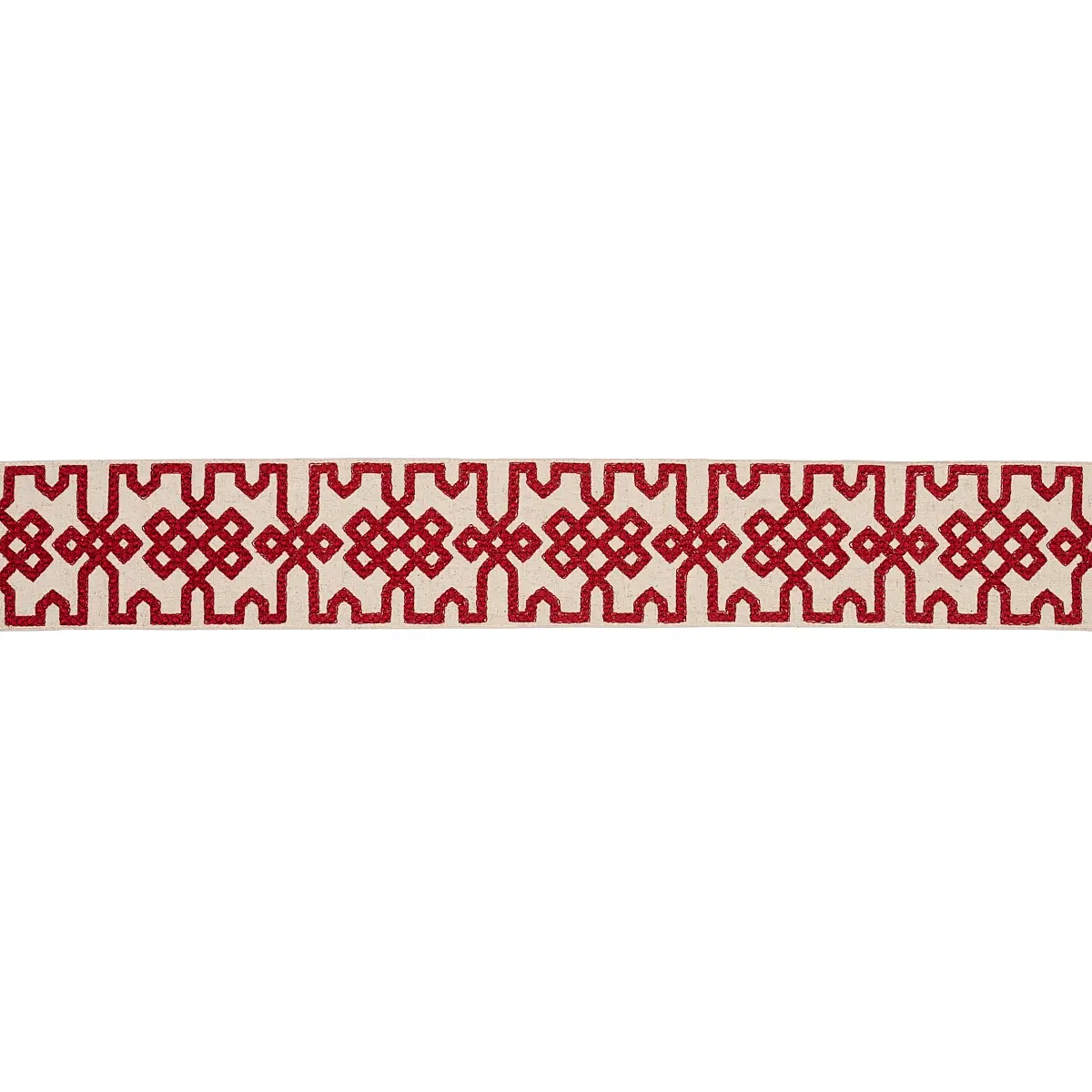 Knotted Trellis Tape_ CRIMSON ON UNBLEACHED