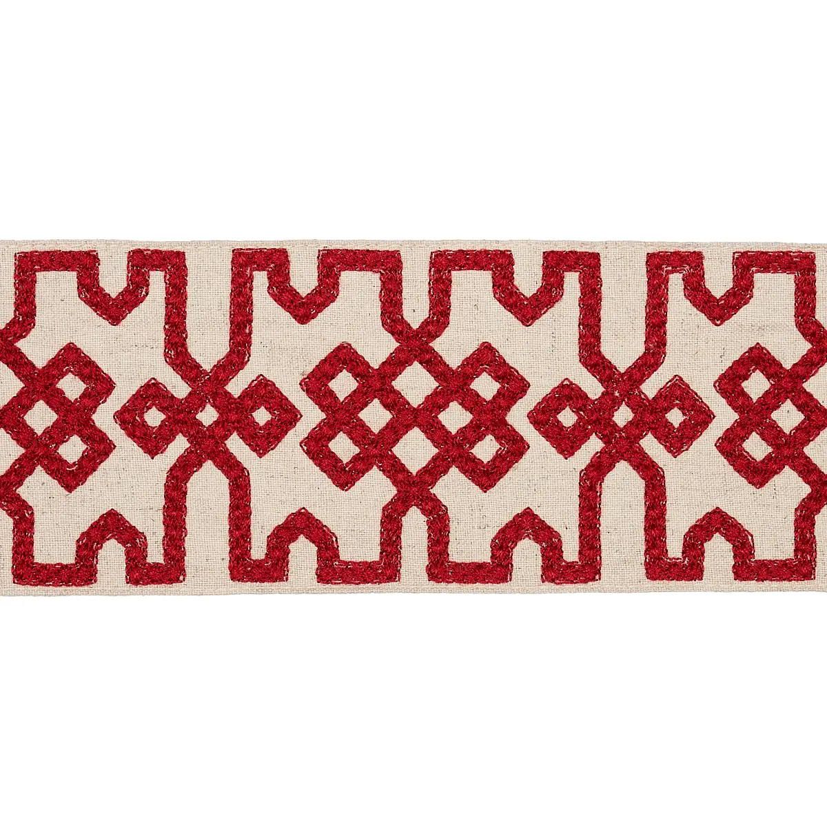 Knotted Trellis Tape_ CRIMSON ON UNBLEACHED