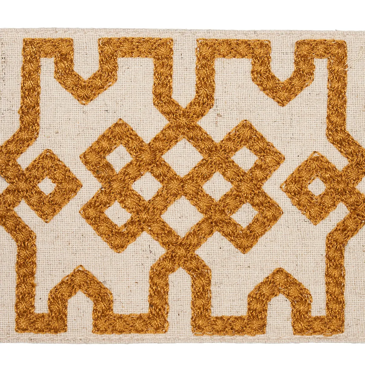 Knotted Trellis Tape_ OCHER ON UNBLEACHED