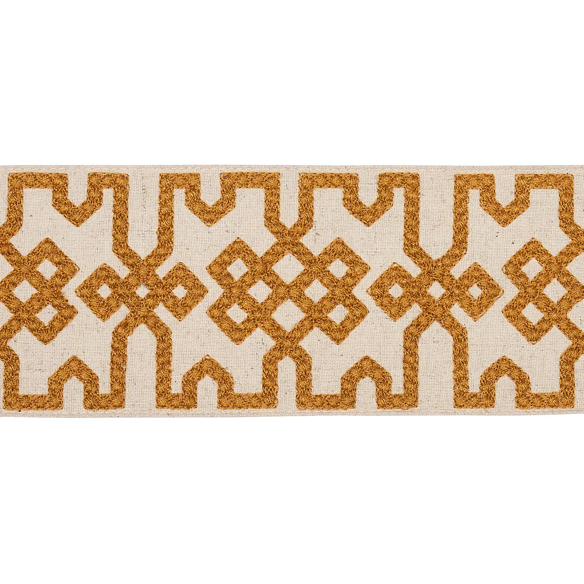 Knotted Trellis Tape_ OCHER ON UNBLEACHED