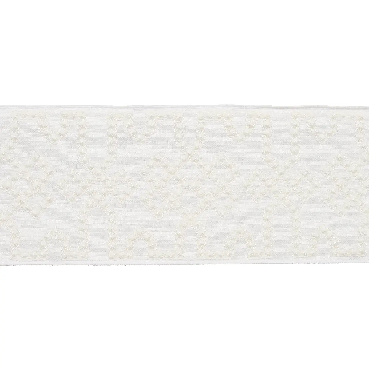 KNOTTED TRELLIS TAPE_ WHITE ON WHITE
