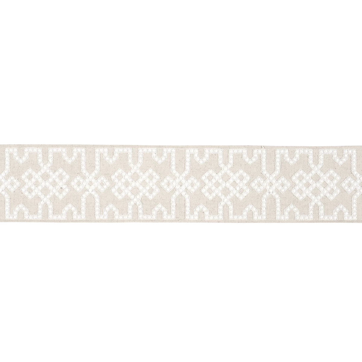 KNOTTED TRELLIS TAPE_ GREY ON NEUTRAL