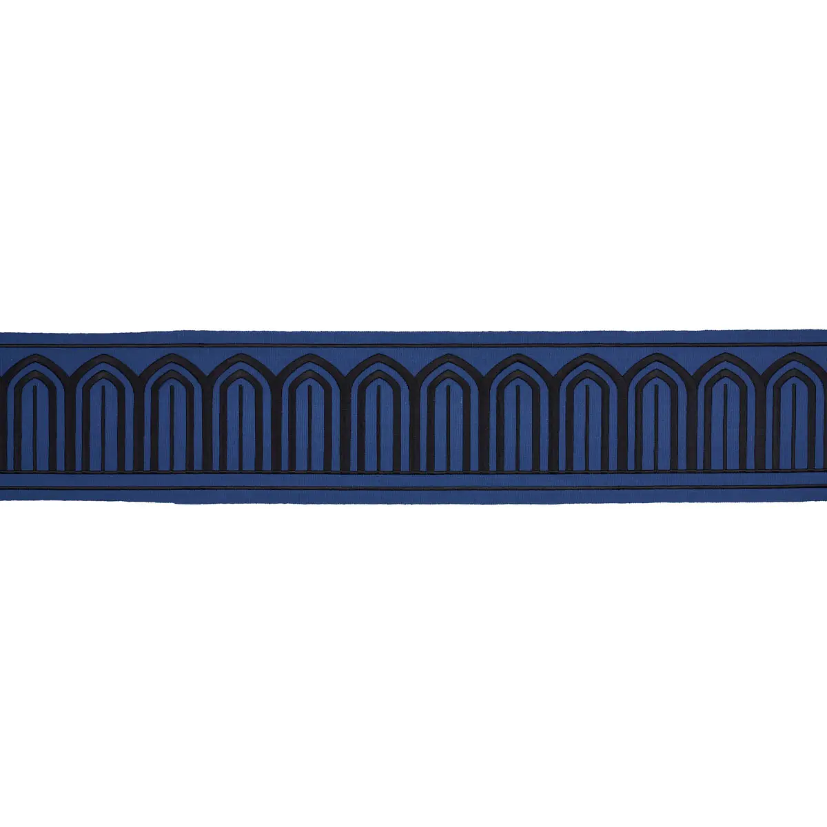 ARCHES EMBROIDERED TAPE WIDE_ BLACK ON NAVY