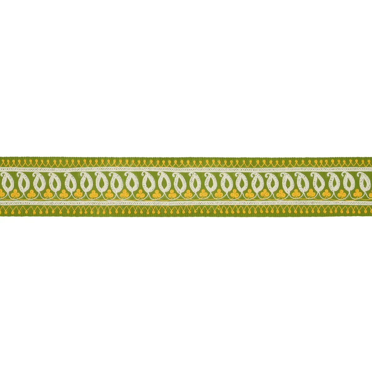 PAISLEY EMBROIDERED TAPE_ GREEN & YELLOW