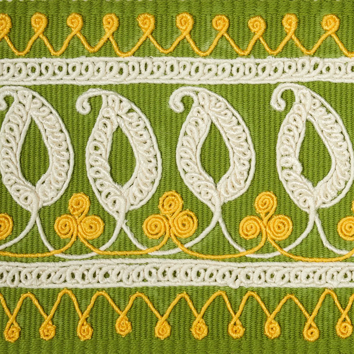 PAISLEY EMBROIDERED TAPE_ GREEN & YELLOW