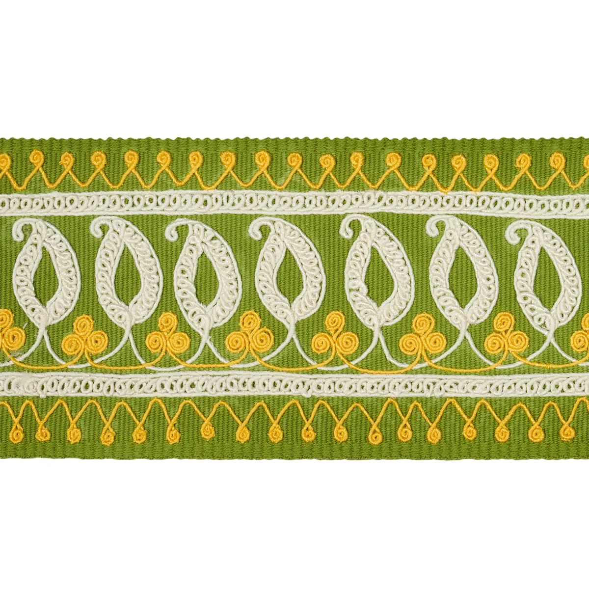 PAISLEY EMBROIDERED TAPE_ GREEN & YELLOW